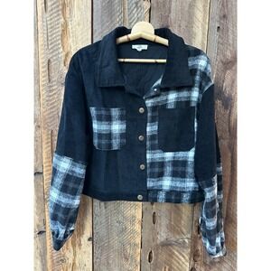 Entro Corduroy Plaid Patchwork‎ Jacket Women's M Cute Retro Streetwear